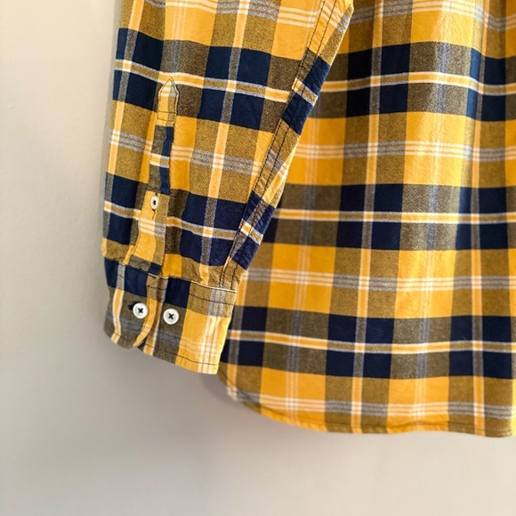 Tommy Hilfiger Yellow & Navy Blue Plaid Button Down Shirt Cotton Blend - Picture 14 of 16